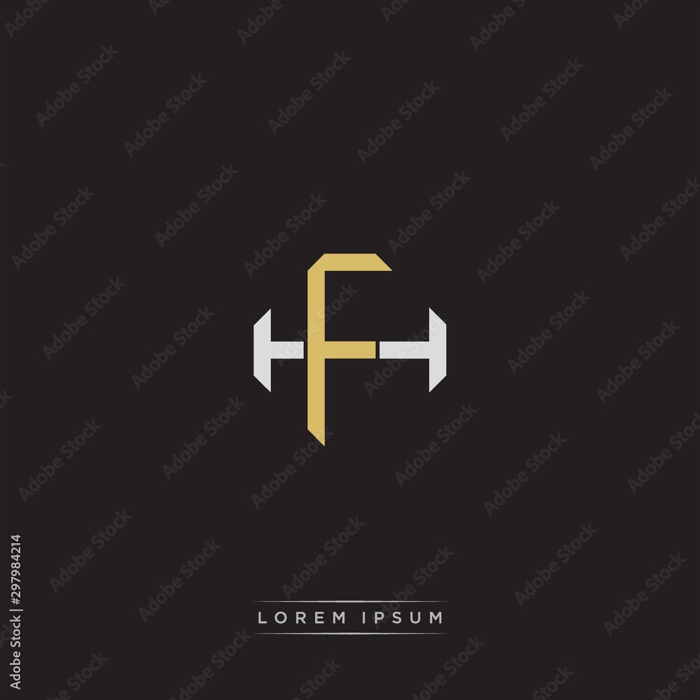 Fototapeta premium FH Initial letter overlapping interlock logo monogram line art style