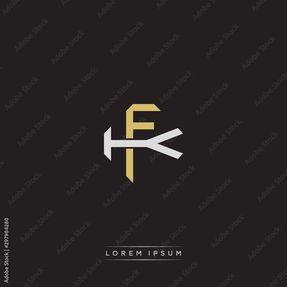 Fototapeta premium FK Initial letter overlapping interlock logo monogram line art style