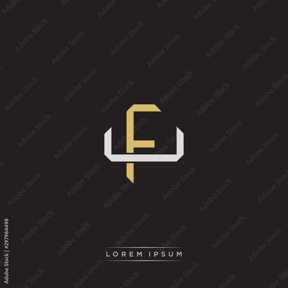 Fototapeta premium FU Initial letter overlapping interlock logo monogram line art style