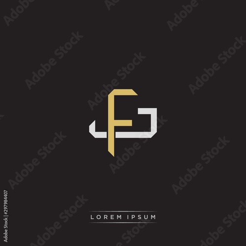 FJ Initial letter overlapping interlock logo monogram line art style