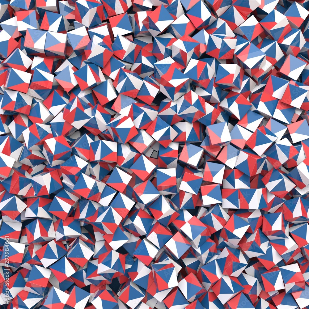 Czech Republic national flag 3D blocks background. 3D illustration