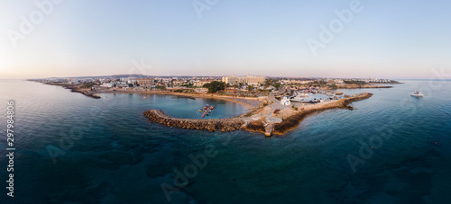 Wallpaper Mural Panorama of the coastline of the beach of the Mediterranean sea. Cyprus Ayia NAPA Protaras 2019 Aerial Photography. Torontodigital.ca