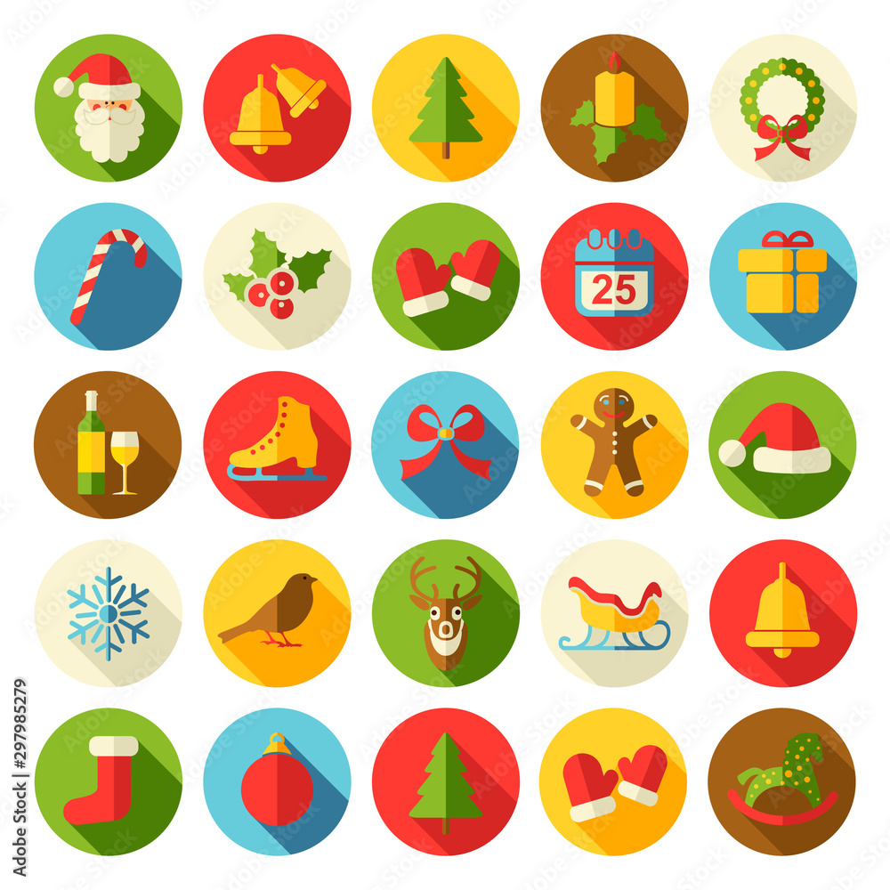 Christmas flat vector icons set Christmas flat vector icons set