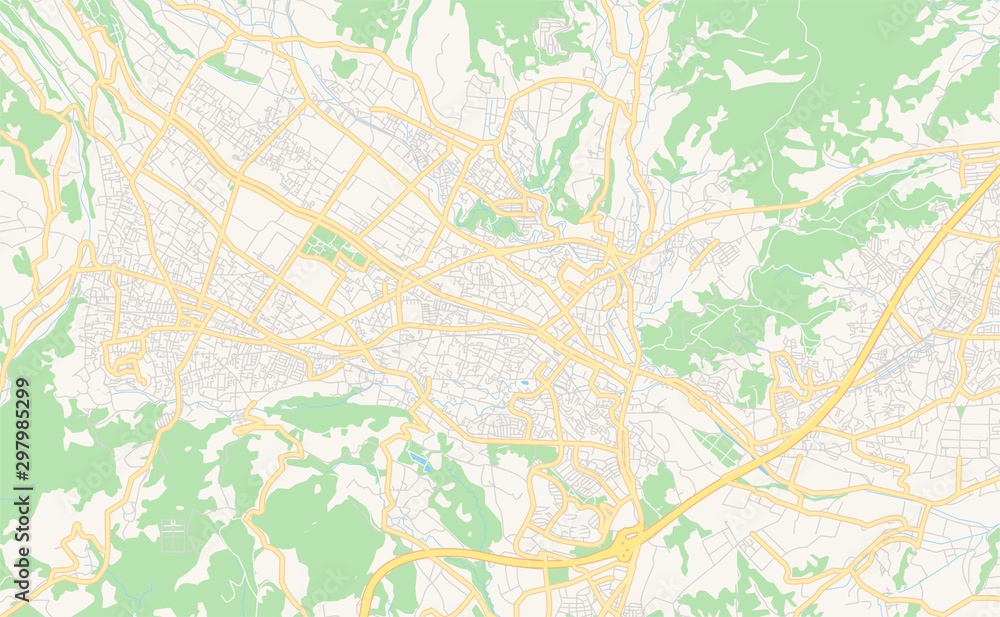 Printable street map of Hadano, Japan