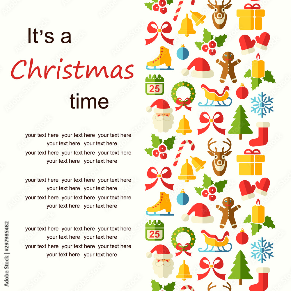 Vector merry christmas background with flat icons and place for text Vector merry christmas background with flat icons and place for text