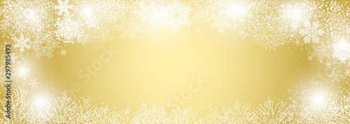 雪の結晶　ゴールド背景