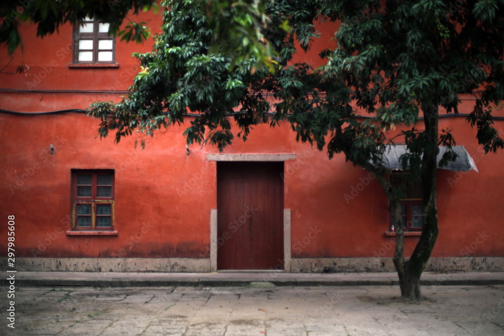 Red wall of Chinese old house