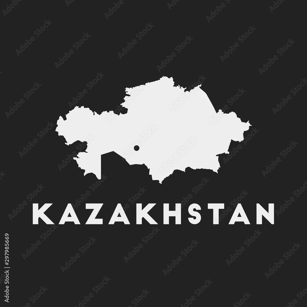 Obraz premium Ikona Kazachstanu. Mapa kraju na ciemnym tle. Stylowa mapa Kazachstanu z nazwą kraju. Ilustracji wektorowych.