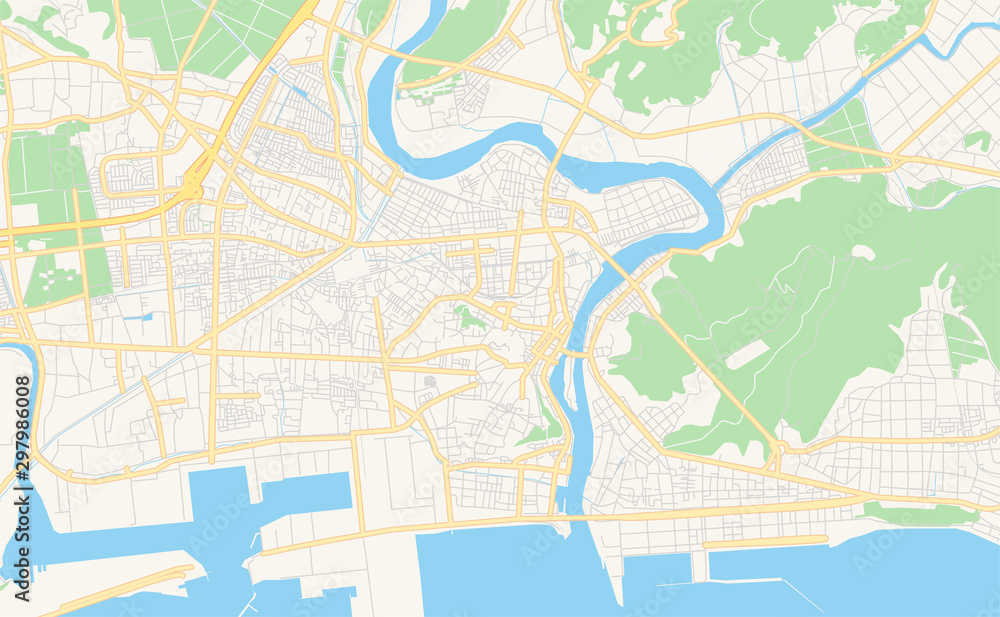 Printable street map of Ishinomaki, Japan