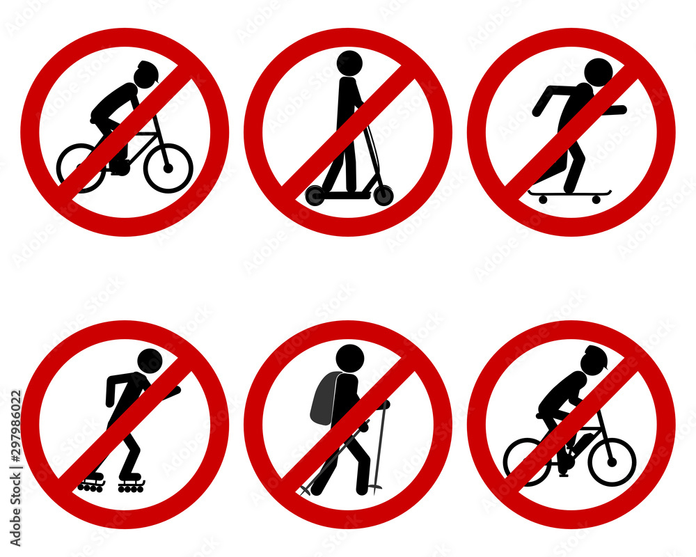 Verkehrsschild Verbot verschiedener Sportarten Verkehrsschild Verbot verschiedener Sportarten