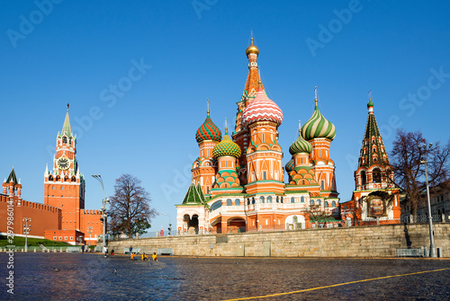 Moscow, Russia, Red Square. St. Basil's Cathedral. This is one of the most beautiful and ancient temples in Moscow, the most important decoration of Red Square. 