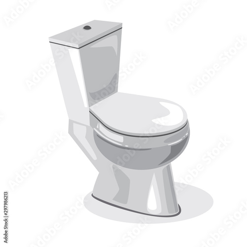 A single isolated ceramic toilet bowl with a round lid on a white background