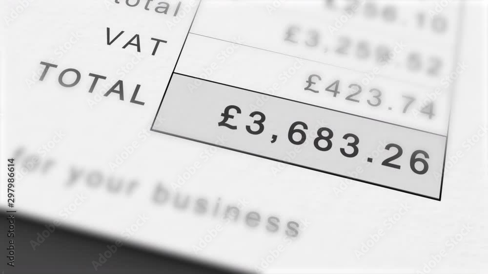 Animated growing invoice total in British Pounds - including VAT. Costs grow infinitely. Animated growing invoice total in British Pounds - including VAT. Costs grow infinitely.