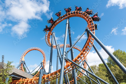 Ferris wheel and roller coaster, France photo