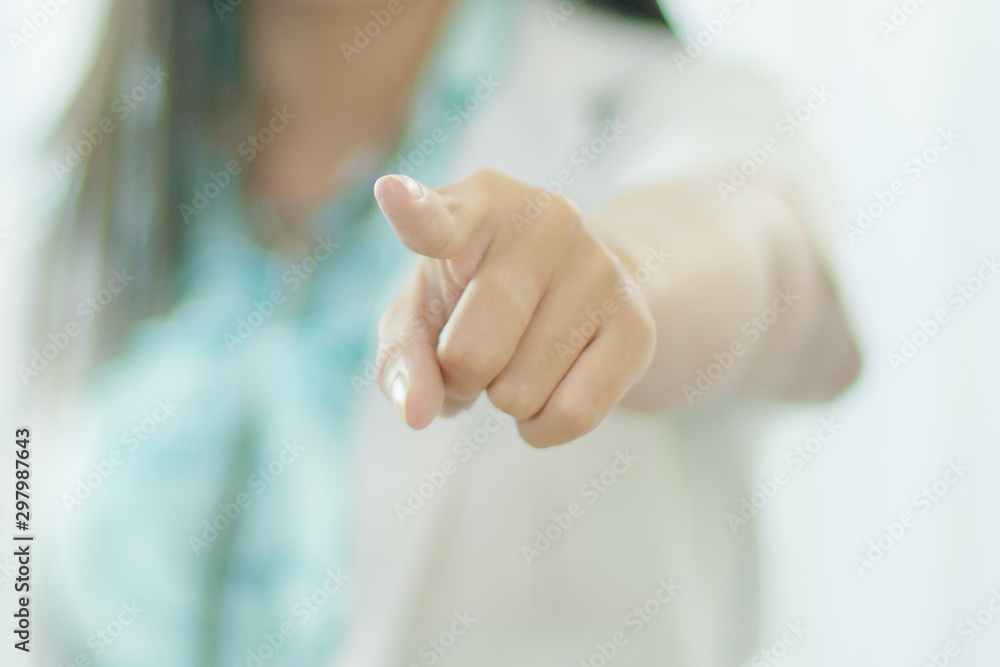 finger touchscreen to the digital order in the future, Asian woman doctor order the drug - technology concept finger touchscreen to the digital order in the future, Asian woman doctor order the drug - technology concept