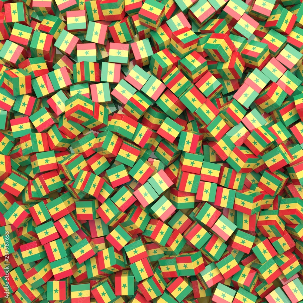 Republic of Senegal national flag 3D blocks background. 3D illustration Republic of Senegal national flag 3D blocks background. 3D illustration