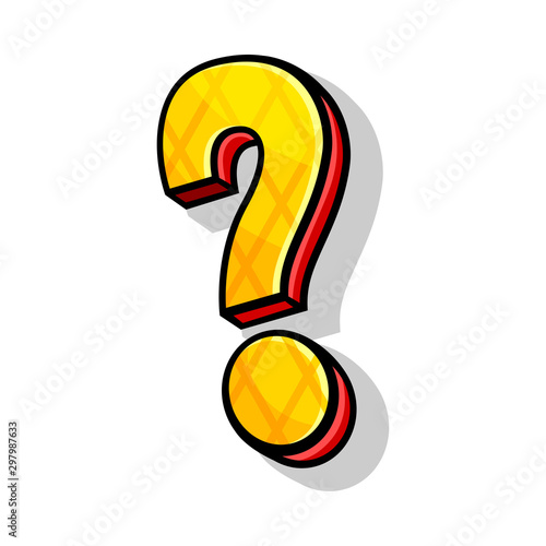 Isometric Yellow And Red Font Question Mark For Any Typography Design Vector Illustration