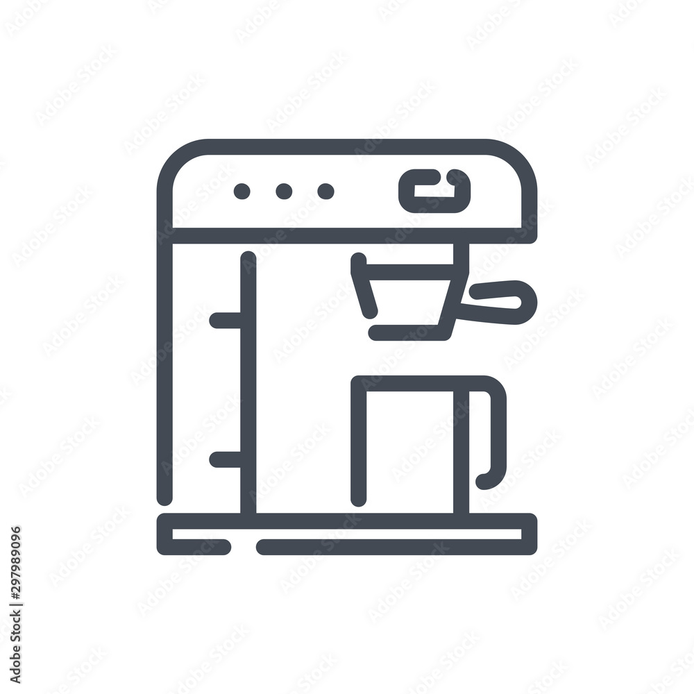 Coffee machine line icon. Black coffee maker electronic machine vector outline sign. Coffee machine line icon. Black coffee maker electronic machine vector outline sign.