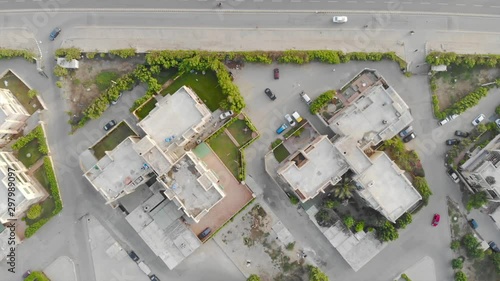 Top View Of Highway And Housing In Karach Beach - Tilt Down  photo