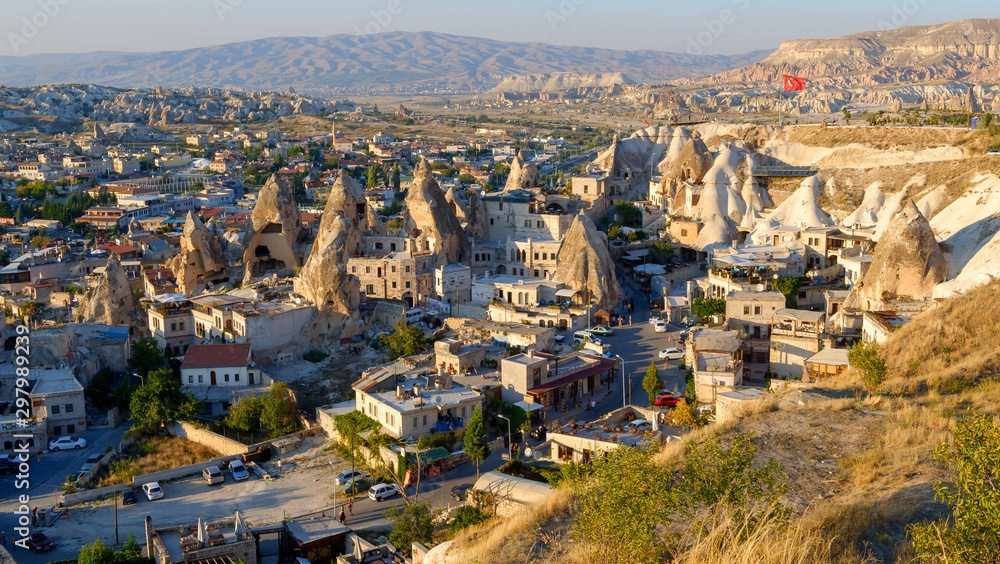 Fototapeta premium Sunset panoramic view of the Valleys in Cappadocia, Turkey