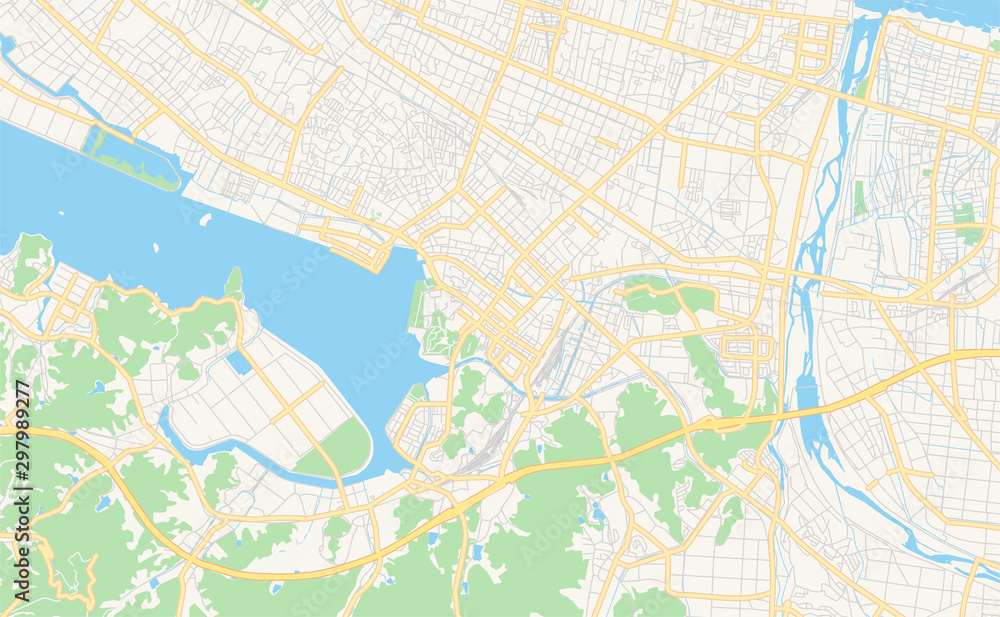 Printable street map of Yonago, Japan