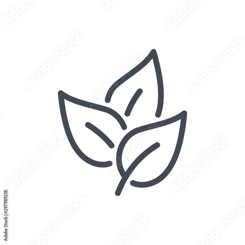Tea leaves line icon. Bunch of leaves vector outline sign.