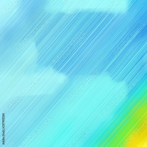 diagonal lines background or backdrop with sky blue, yellow green and medium turquoise colors. fantasy abstract art. square graphic with strong color