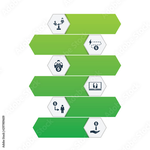 Corruption Infographics vector design. Timeline concept include unjust, provocation, buy votes icons. Can be used for report, presentation, diagram, web design