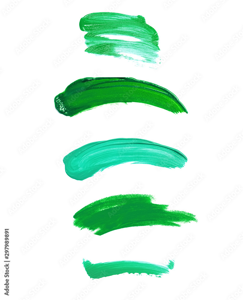 Obraz premium Set of paint or cosmetics smudges and strokes of green and mint colors
