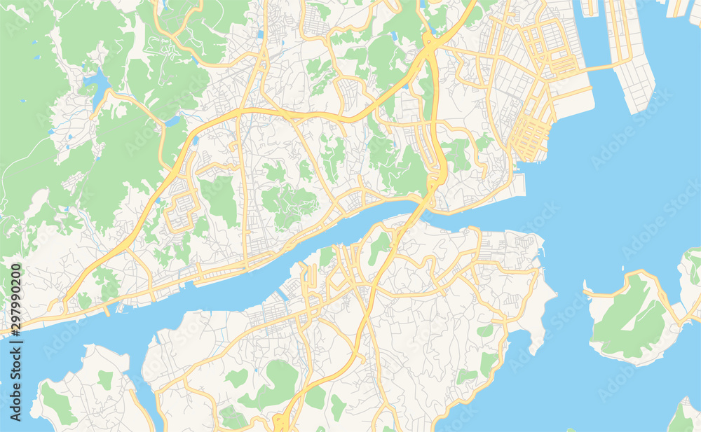 Fototapeta premium Printable street map of Onomichi, Japan