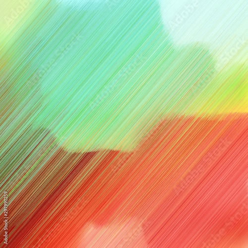 diagonal motion speed lines background or backdrop with tan, light green and coffee colors. dreamy digital abstract art. square graphic with strong color