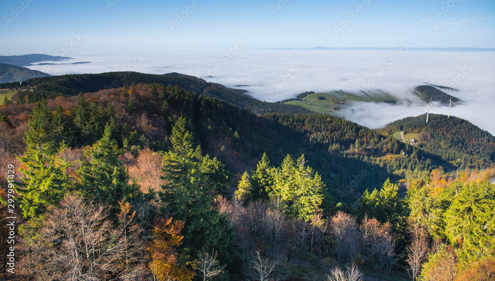 Blick vom Schauinsland auf den Nebel in der Rheinebene