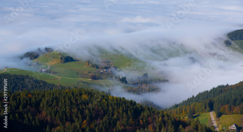 Blick vom Schauinsland auf den Nebel in der Rheinebene