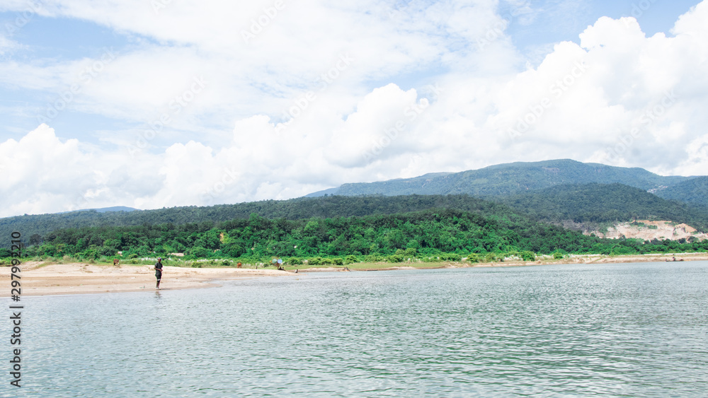 Fototapeta premium Lake view with water and sky