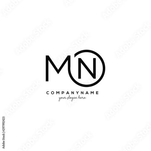 Initial Letter MN Logo With circle Template Vector.