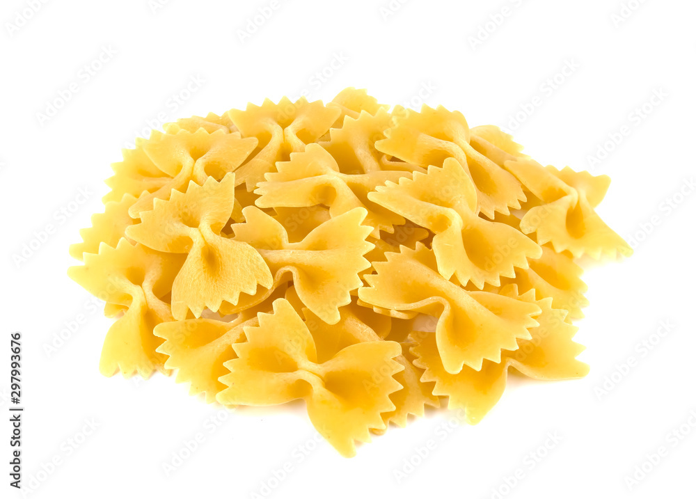 Heap of farfalle paste isolated on white background Heap of farfalle paste isolated on white background