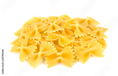 Heap of farfalle paste isolated on white background