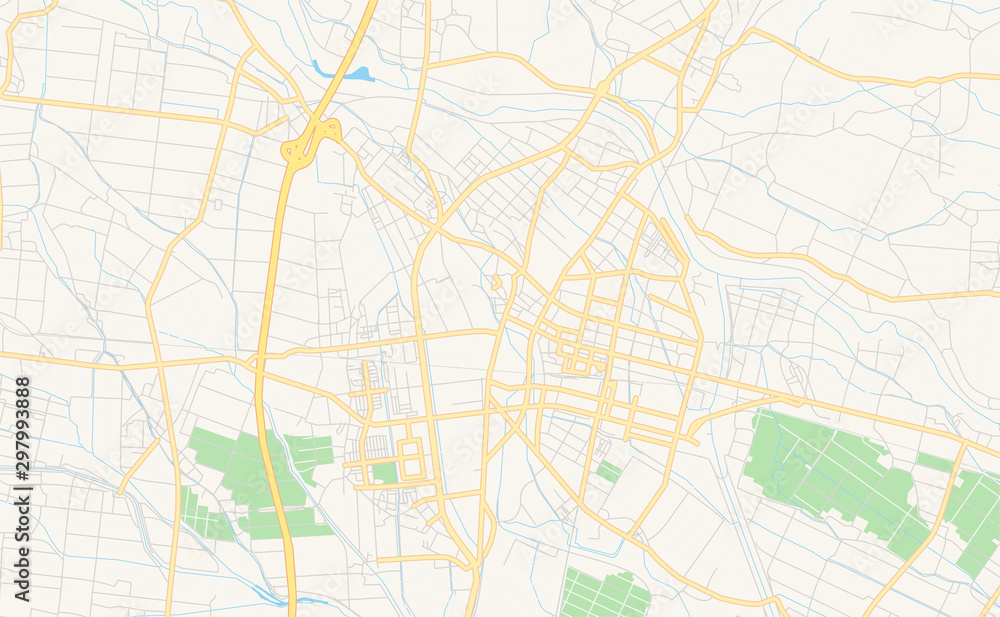 Printable street map of osaki, Japan