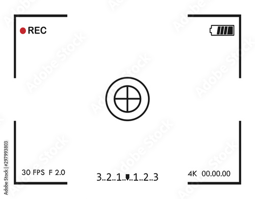 Camera frame viewfinder screen. Vector illustration. Flat.