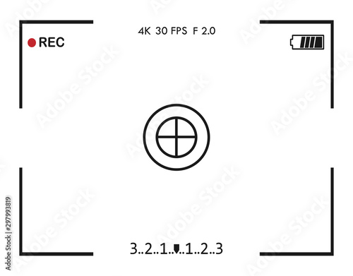 Camera frame viewfinder screen. Vector illustration. Flat.