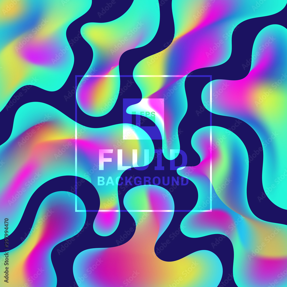 Fototapeta premium Abstract trendy fluid shape vibrant gradient colors background.