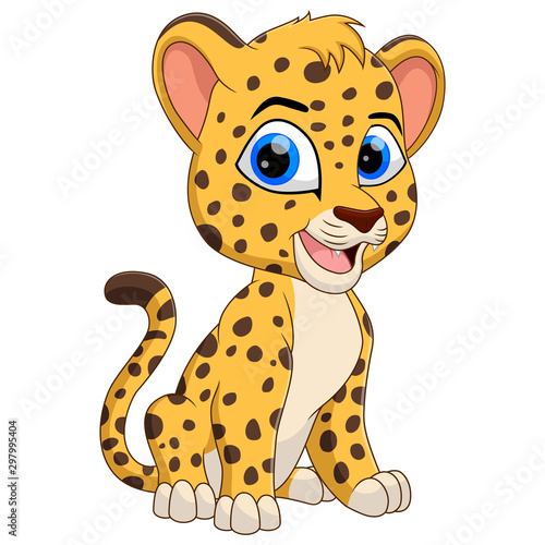 Cute a leopard cartoon sitting and smiling