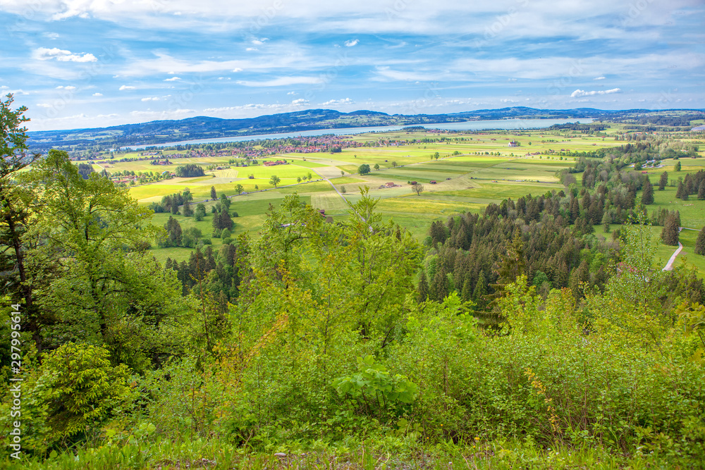 Schwangau scenery, beautiful Bavarian green fields