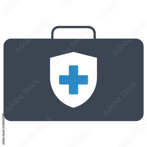 Human health medical insurance concept vector first aid  kit box icon design