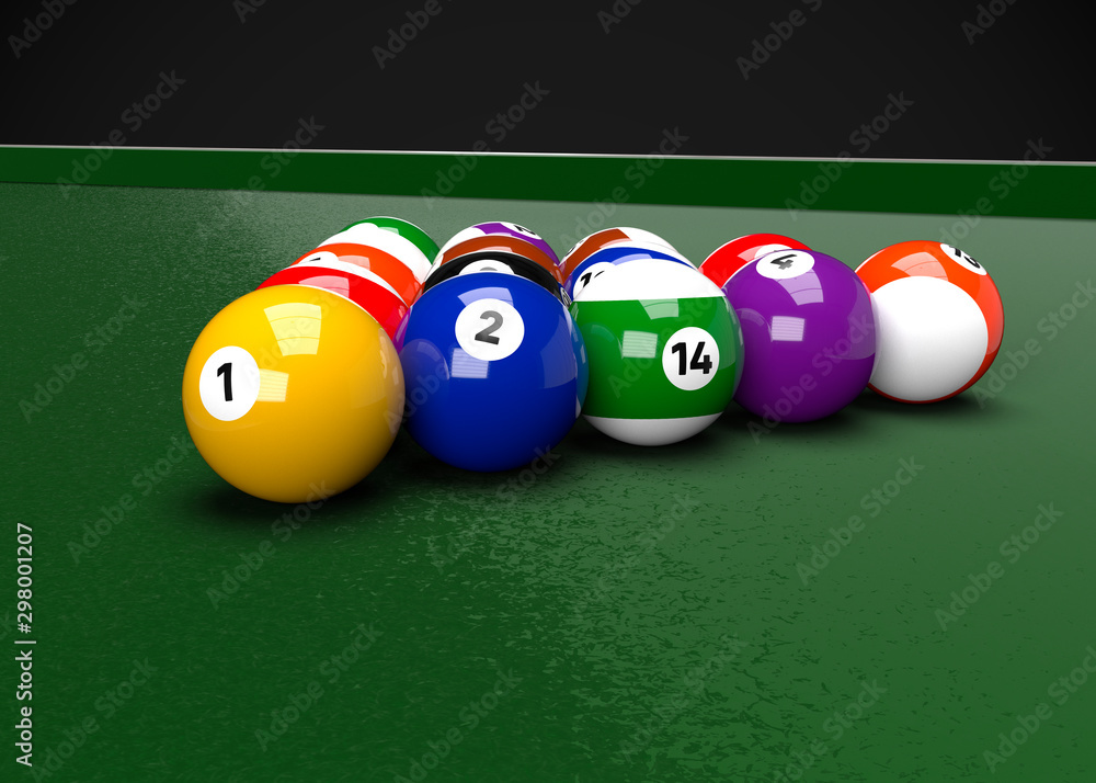 American Pool Billiards Balls Table Set Up 3D Render American Pool Billiards Balls Table Set Up 3D Render