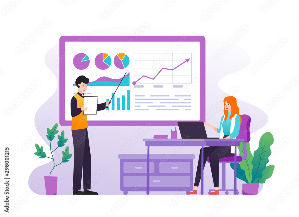 Fototapeta premium Business presentation with graphs and charts. Data analysis, Seo analysis, big data research concept