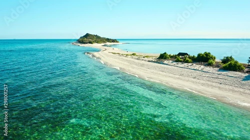 Truly amazing tropical island in the middle of the ocean. Aerial view of an island with white sand beaches and beautiful lagoons