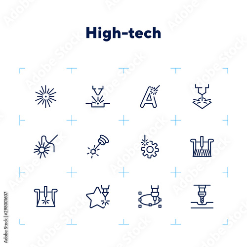 High precision technology. Set of line icons on white background. Modern lifestyle concept. Vector illustration can be used for industry, typing, advertisement