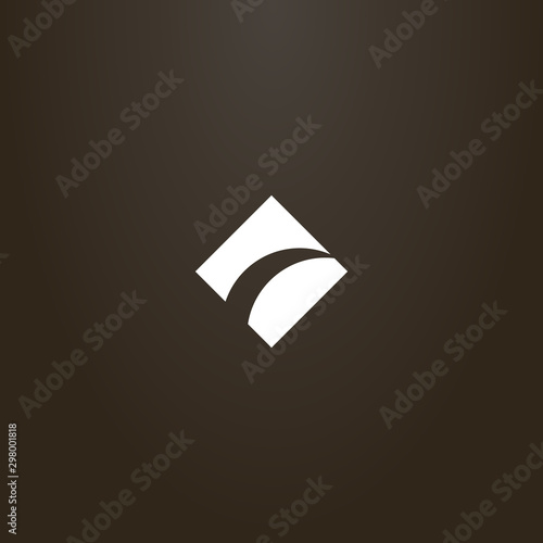 white sign on a black background. simple vector flat art sign of rhombus separated by a tapering arc
