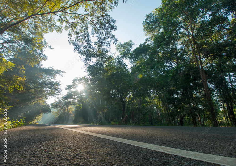 Obraz premium landscape view. the road on morning and sunrise